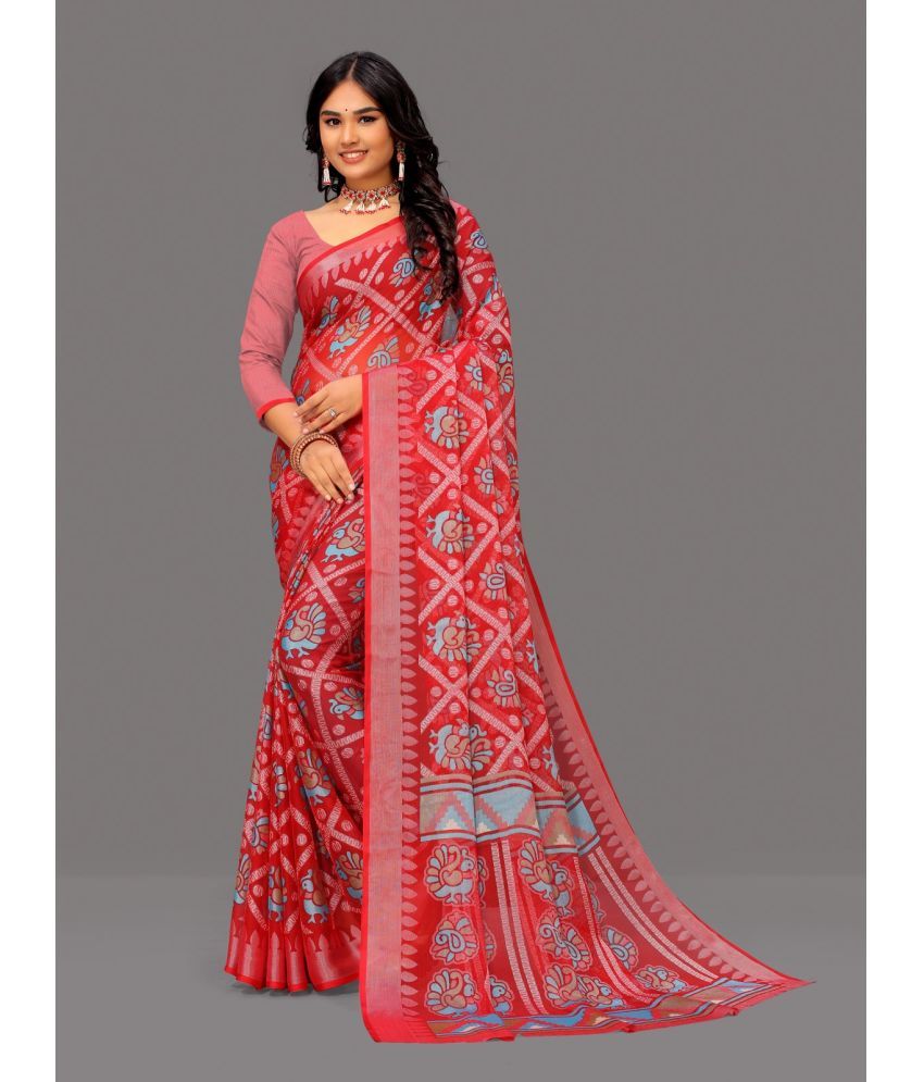     			Sanjana Silk - Red Brasso Saree With Blouse Piece ( Pack of 1 )