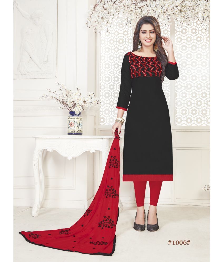     			Apnisha - Unstitched Black Cotton Dress Material ( Pack of 1 )