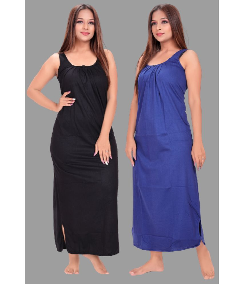     			BROUZZZ4U - Blue Cotton Women's Nightwear Nighty & Night Gowns ( Pack of 2 )