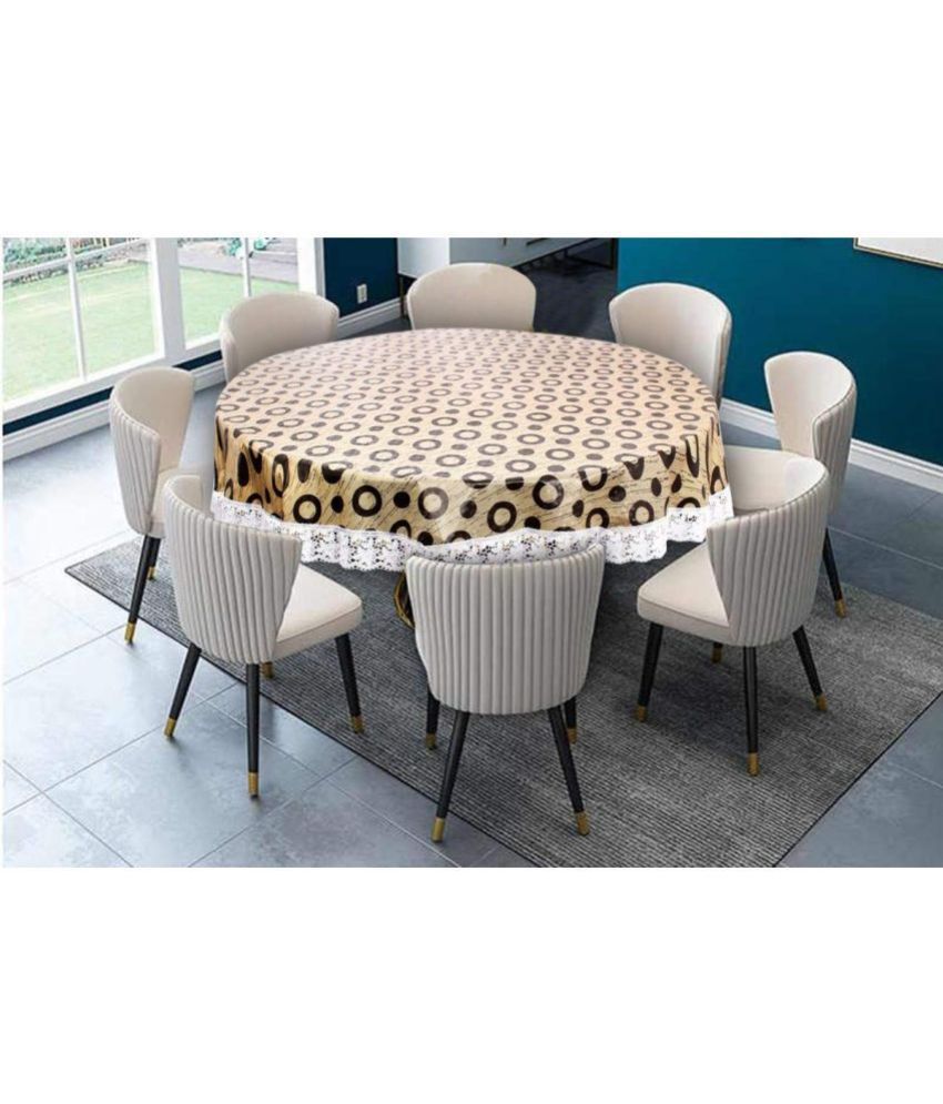     			Printed PVC 4 Seater Round Table Cover ( 152 x 152 ) cm Pack of 1 Beige