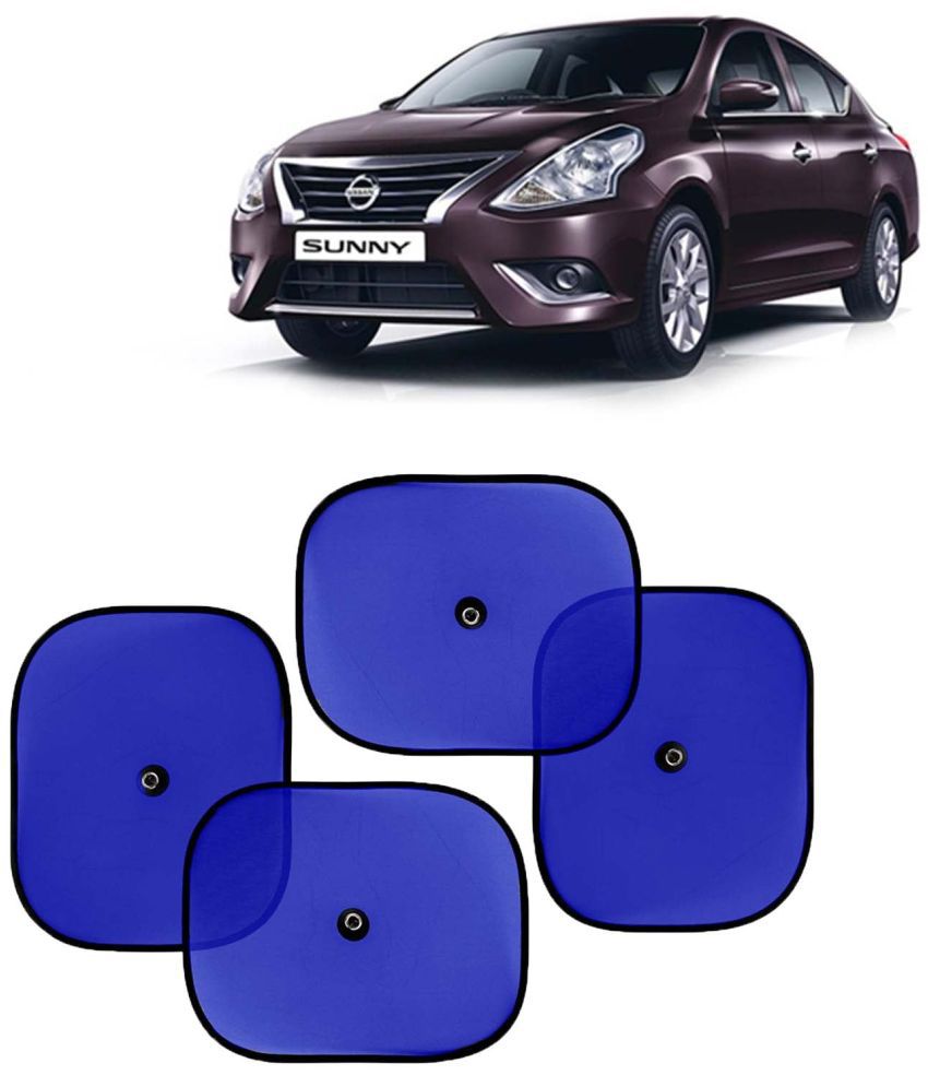     			Kingsway Car Window Curtain Sticky Sun Shades for Nissan Sunny, 2014 Onwards Model, Universal Fit Sunshades for Side Window, Rear Window, Color : Blue, 4 Pieces