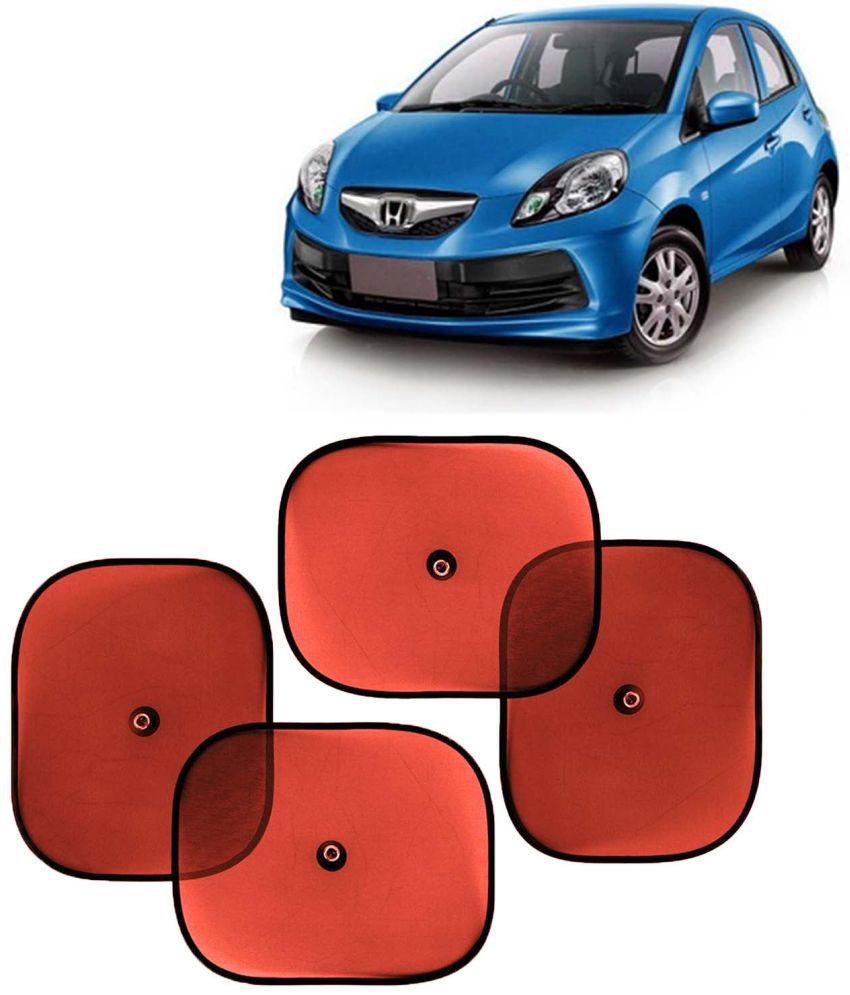     			Kingsway Car Window Curtain Sticky Sun Shades for Honda Brio, 2011 - 2019 Model, Universal Fit Sunshades for Side Window, Rear Window, Color : Red, 4 Pieces