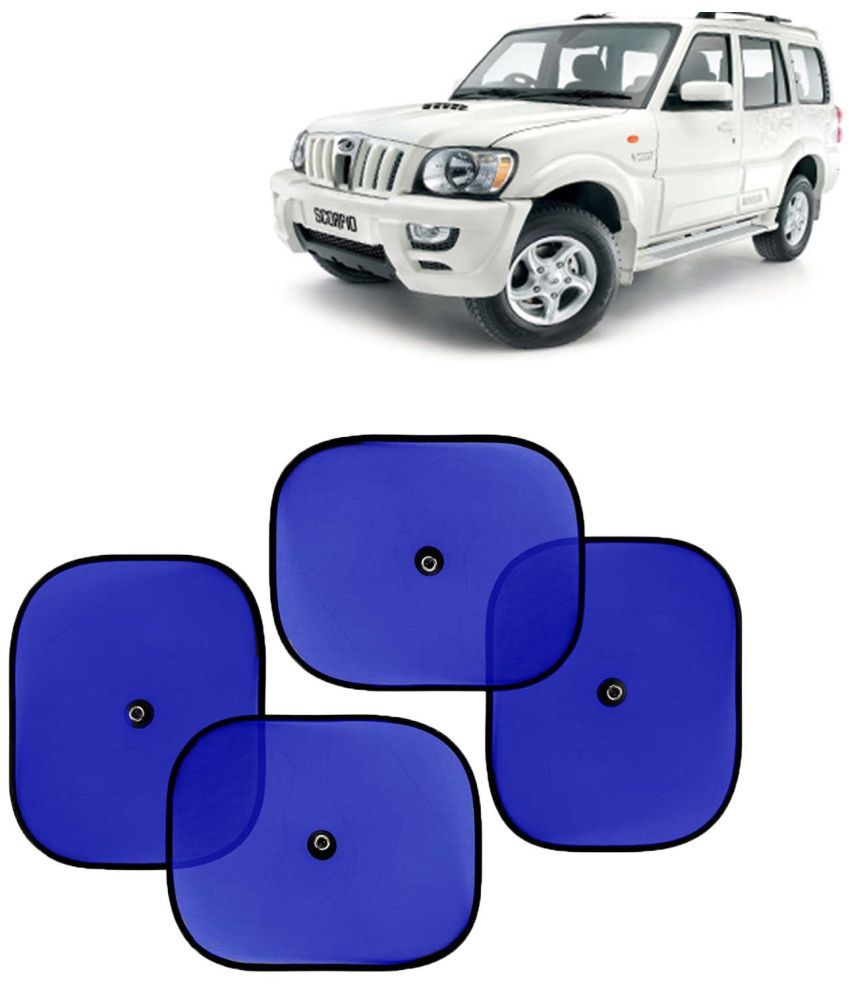     			Kingsway Car Window Curtain Sticky Sun Shades for Mahindra Scorpio, 2006 - 2014 Model, Universal Fit Sunshades for Side Window, Rear Window, Color : Blue, 4 Pieces