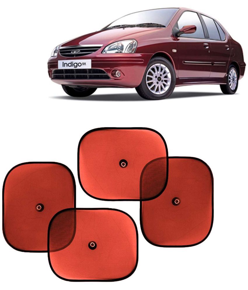     			Kingsway Car Window Curtain Sticky Sun Shades for Tata Indigo, 2002 - 2009 Model, Universal Fit Sunshades for Side Window, Rear Window, Color : Red, 4 Pieces