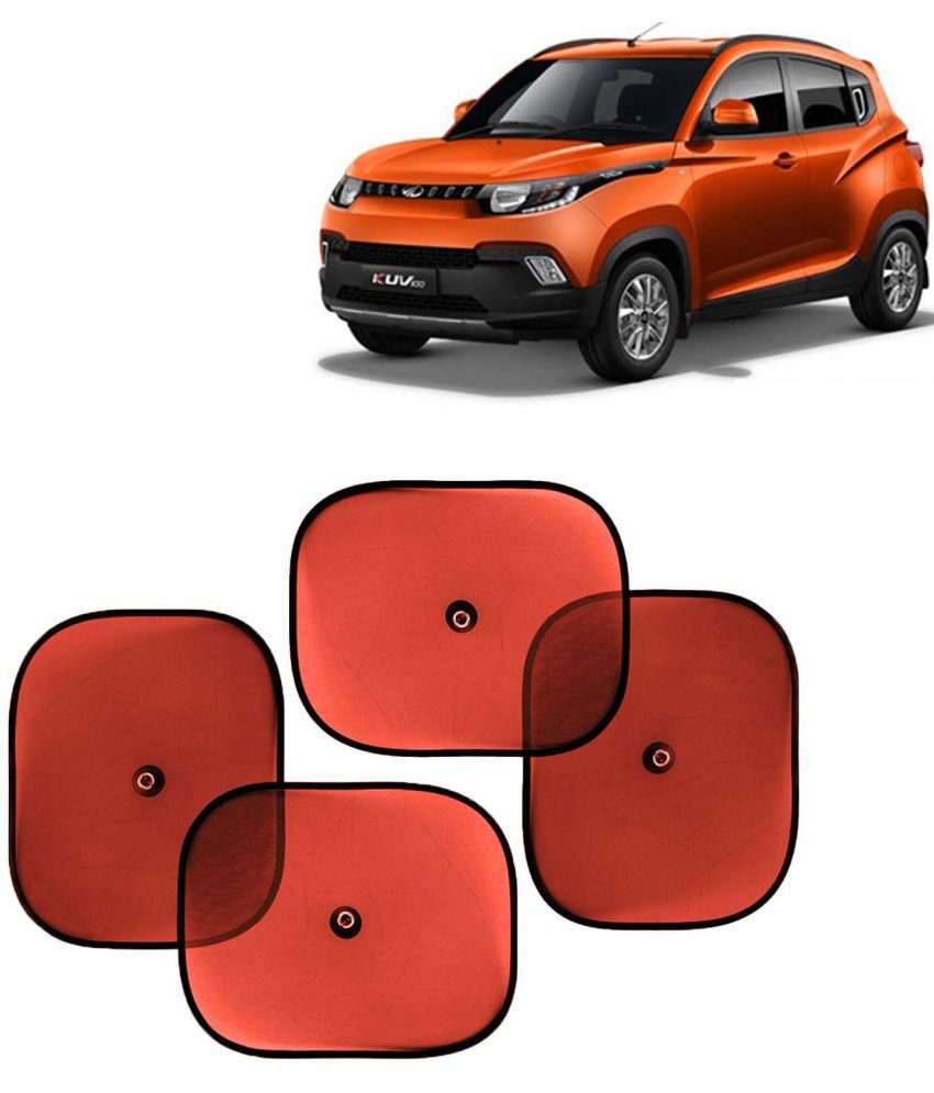     			Kingsway Car Window Curtain Sticky Sun Shades for Mahindra KUV 100, 2016 Onwards Model, Universal Fit Sunshades for Side Window, Rear Window, Color : Red, 4 Pieces