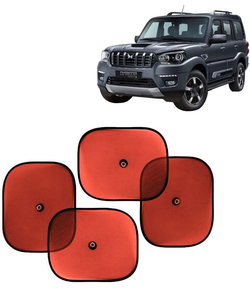     			Kingsway Car Window Curtain Sticky Sun Shades for Mahindra Scorpio Classic, 2022 Onwards Model, Universal Fit Sunshades for Side Window, Rear Window, Color : Red, 4 Pieces
