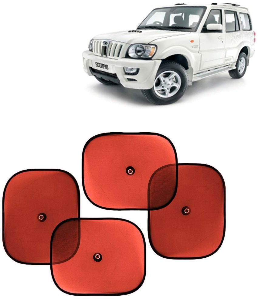     			Kingsway Car Window Curtain Sticky Sun Shades for Mahindra Scorpio, 2006 - 2014 Model, Universal Fit Sunshades for Side Window, Rear Window, Color : Red, 4 Pieces