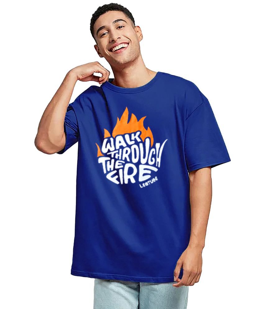     			Leotude - Blue Cotton Blend Oversized Fit Men's T-Shirt ( Pack of 1 )