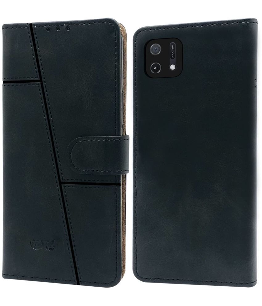     			NBOX - Black Flip Cover Artificial Leather Compatible For Oppo A16E ( Pack of 1 )