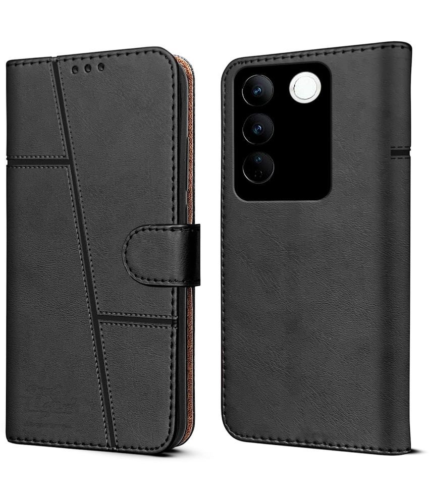     			NBOX - Black Flip Cover Artificial Leather Compatible For Vivo V27 Pro ( Pack of 1 )