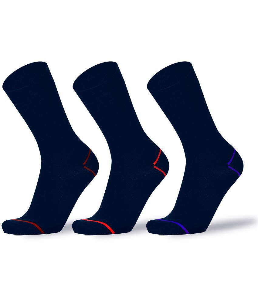     			RC. ROYAL CLASS - 100% Organic Cotton Men's Self Design Blue Full Length Socks ( Pack of 3 )