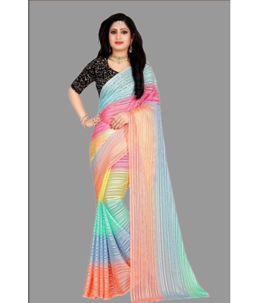     			Apnisha - Multicolour Satin Saree With Blouse Piece ( Pack of 1 )