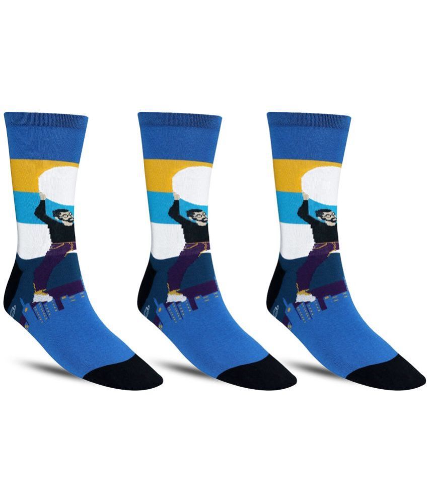     			Dollar - Cotton Men's Colorblock Blue Full Length Socks ( Pack of 3 )