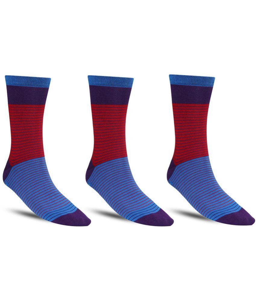     			Dollar - Cotton Men's Colorblock Blue Full Length Socks ( Pack of 3 )