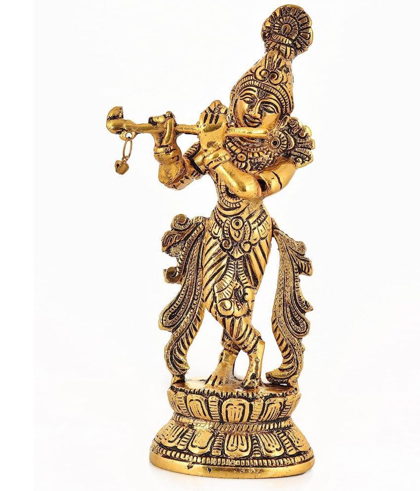     			Green Tales - Brass Lord Krishna Idol ( 22 cm )