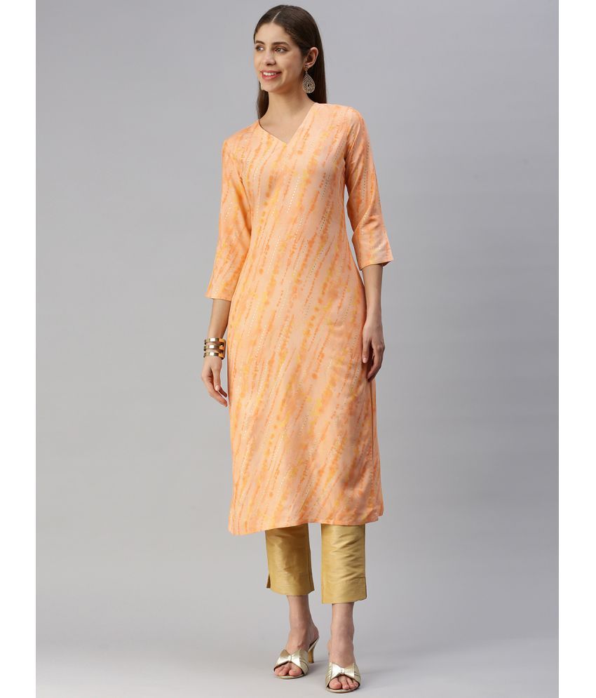     			Hritika - Peach Viscose Women's Straight Kurti ( Pack of 1 )