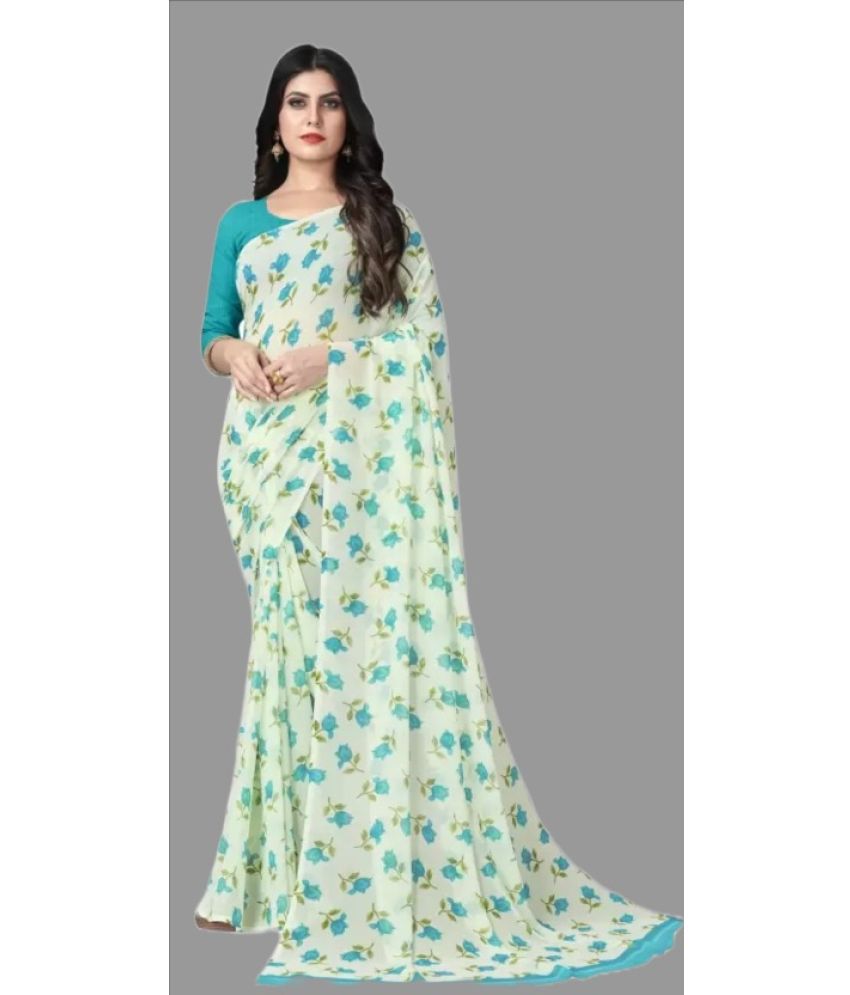     			JULEE - SkyBlue Chiffon Saree With Blouse Piece ( Pack of 1 )