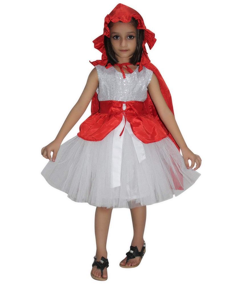     			Kaku Fancy Dresses Fairy Tales Red Riding Hood Costume -Red & White, 5-6 Years, For Girls