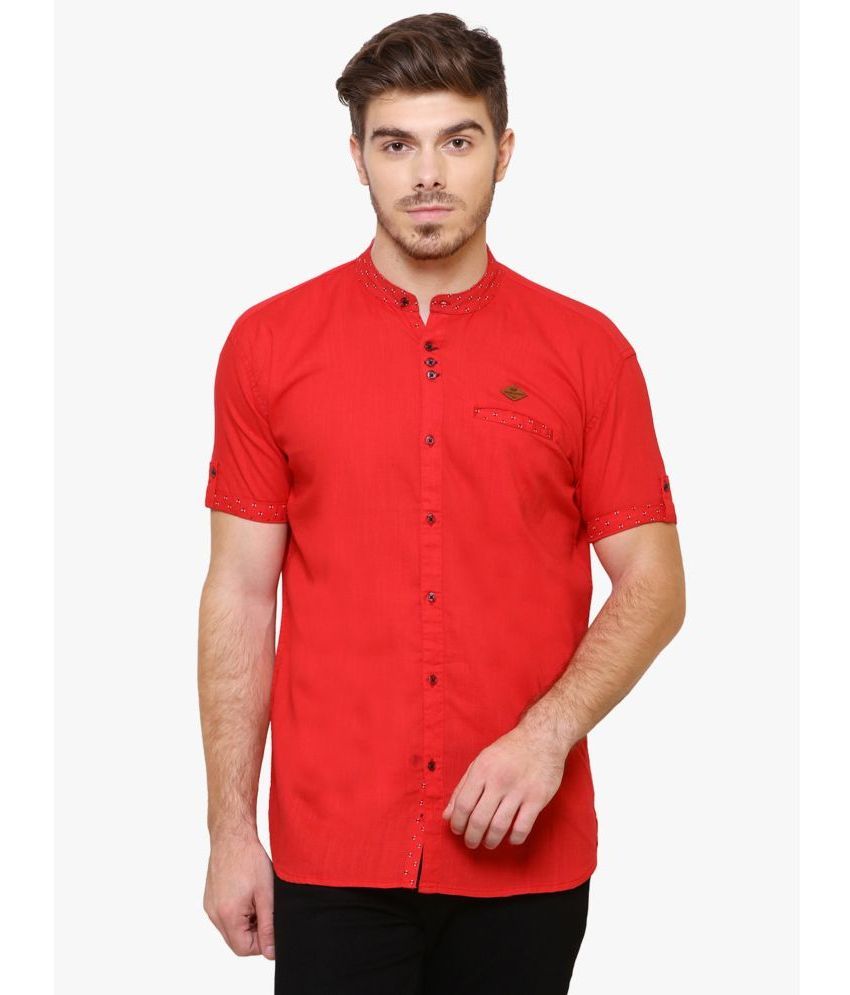     			Kuons Avenue - Red Linen Slim Fit Men's Casual Shirt ( Pack of 1 )