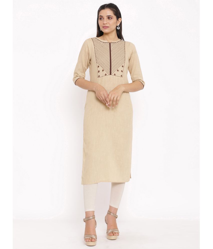     			NeshamaKurti - Beige Cotton Women's Straight Kurti ( Pack of 1 )