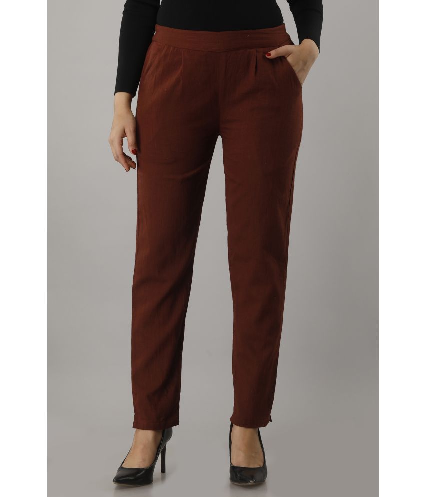     			NeshamaKurti - Brown Cotton Regular Women's Casual Pants ( Pack of 1 )