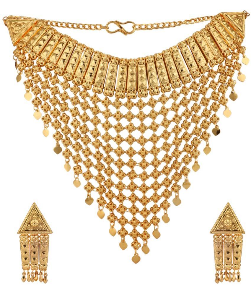     			Piah Fashion - Gold Alloy Necklace Set ( Pack of 3 )