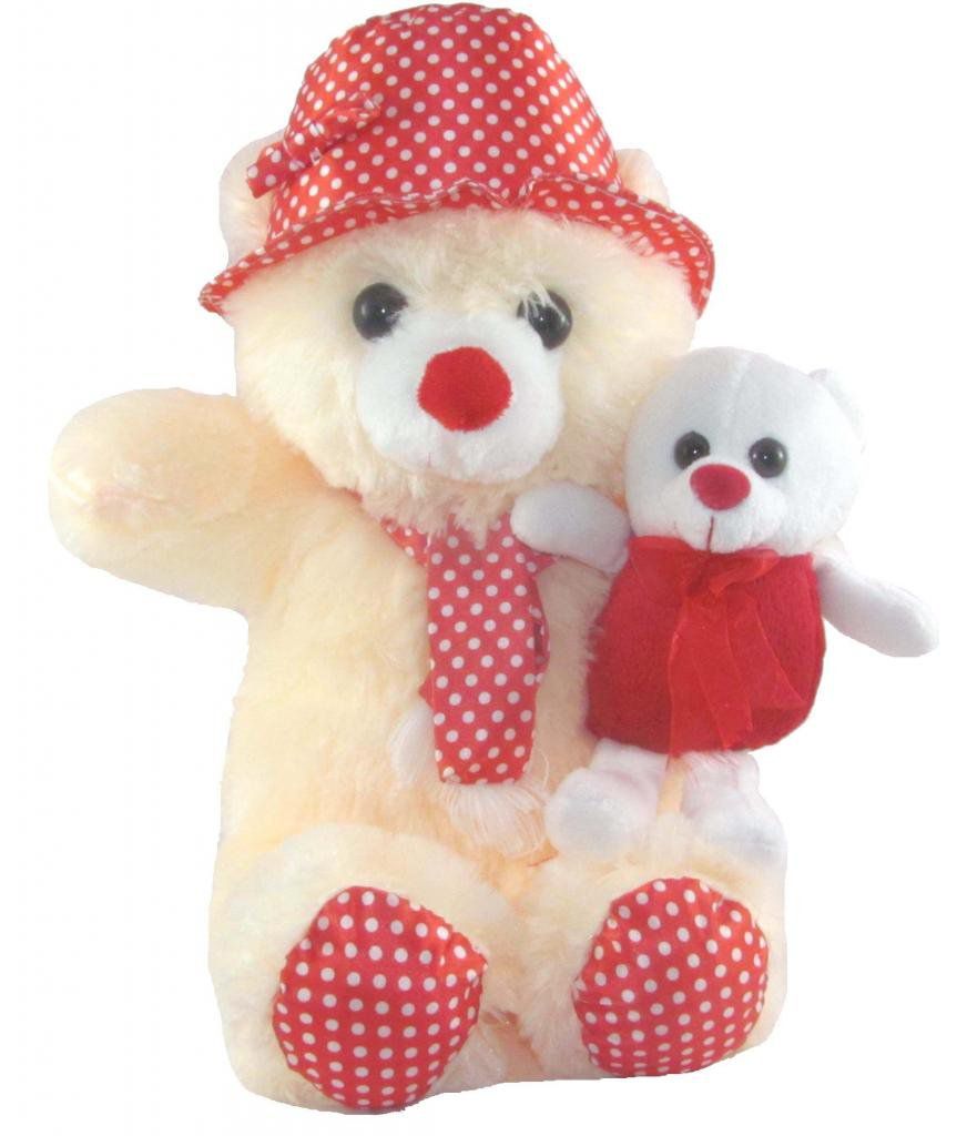     			Tickles Stuffed Soft Plush Toy Kids Birthday Cream Teddy Bear with Kid 36 cm