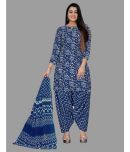 shree jeenmata collection - Blue Straight Cotton Women's Stitched Salwar Suit ( Pack of 1 )