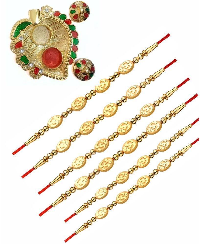     			Gift N Shift India Rakhi Set Yellow Rakhi For Bhaiya Bhai rollie chawal  Puja Plate