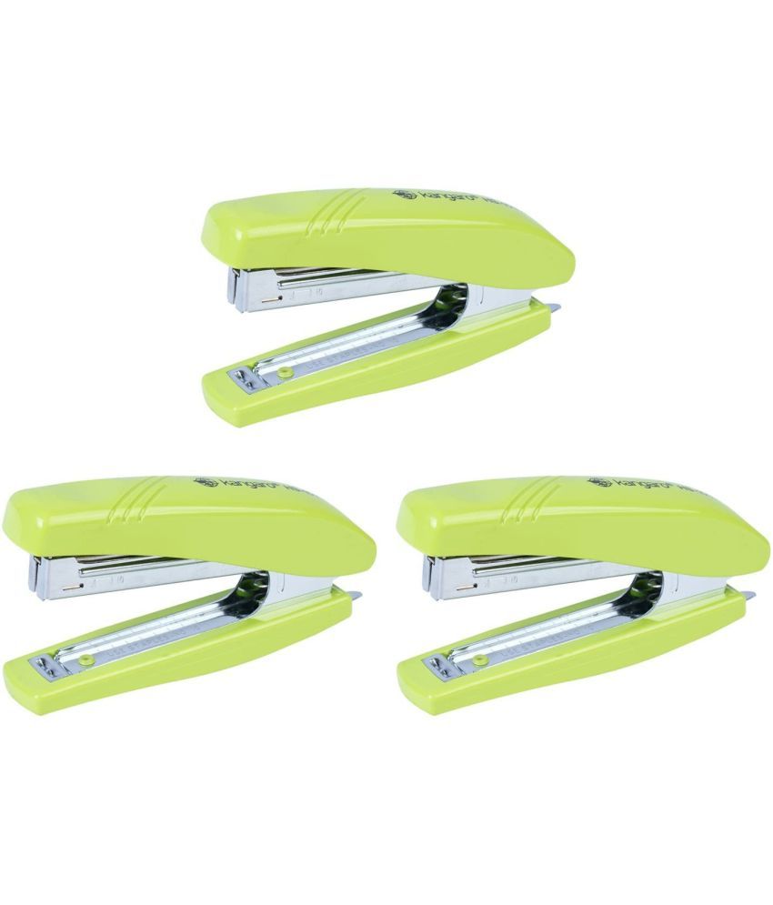     			Kangaro Desk Essentials HS-10EZ All Metal Half Strip, Parrot Green, Set of 3 Stapler