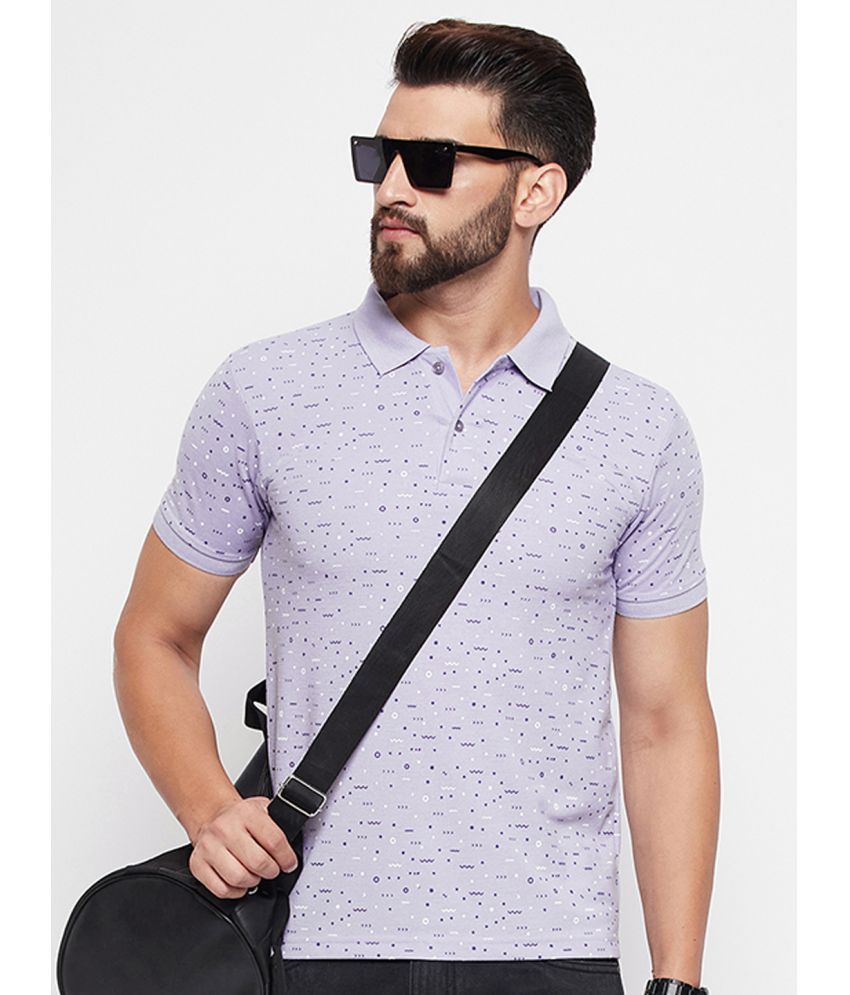     			MXN Pack of 1 Cotton Blend Regular Fit Printed Half Sleeves Men's Polo T Shirt ( Lavender )