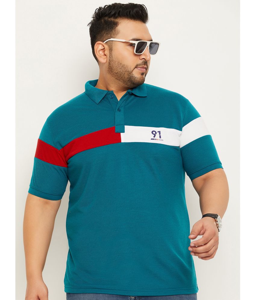     			MXN - Teal Blue Cotton Blend Regular Fit Men's Polo T Shirt ( Pack of 1 )