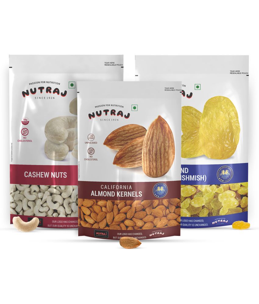     			Nutraj Dry Fruit Combo Pack California Almonds 250g Round Rasins 250g Cashew 250g