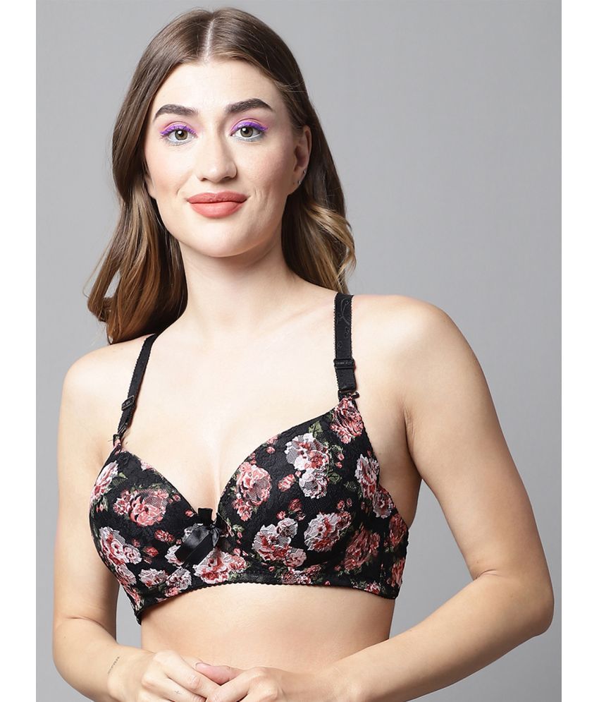     			PrettyCat Lace Lightly Padded Women's T-Shirt Bra ( Black )