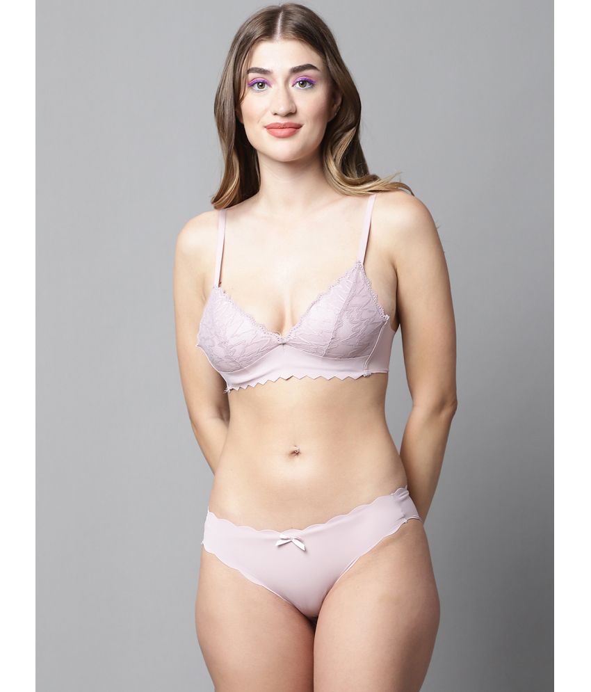     			PrettyCat Lace Women's Bra & Panty Set ( Mauve )