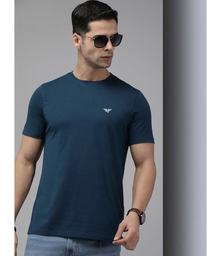     			Riss - Teal Blue Cotton Blend Regular Fit Men's T-Shirt ( Pack of 1 )