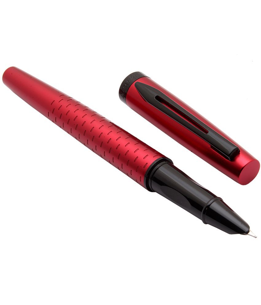     			Srpc Dikawen 8076 Imperial Red Metal Body Fountain Pen Black Trims Hooded Fine Nib