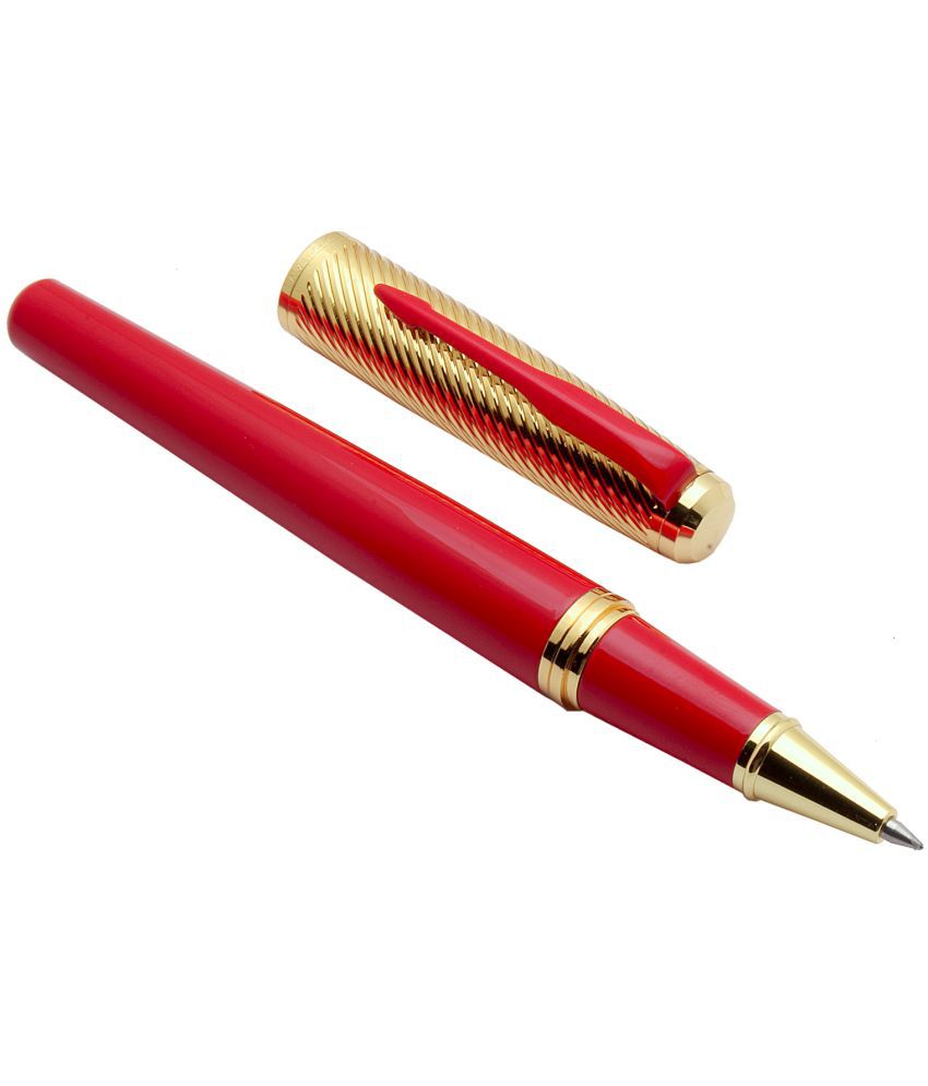     			Srpc Dikawen 8077 Golden & Red Metal Body Rollerball Pen Arrow Clip Blue Refill