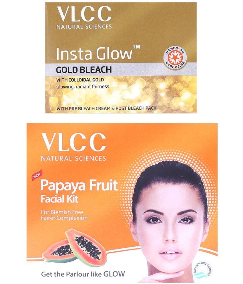     			Vlcc Papaya Fruit Single Facial Kit ,60G & Instaglowgold Bleach ,30G(Pack Of 2)