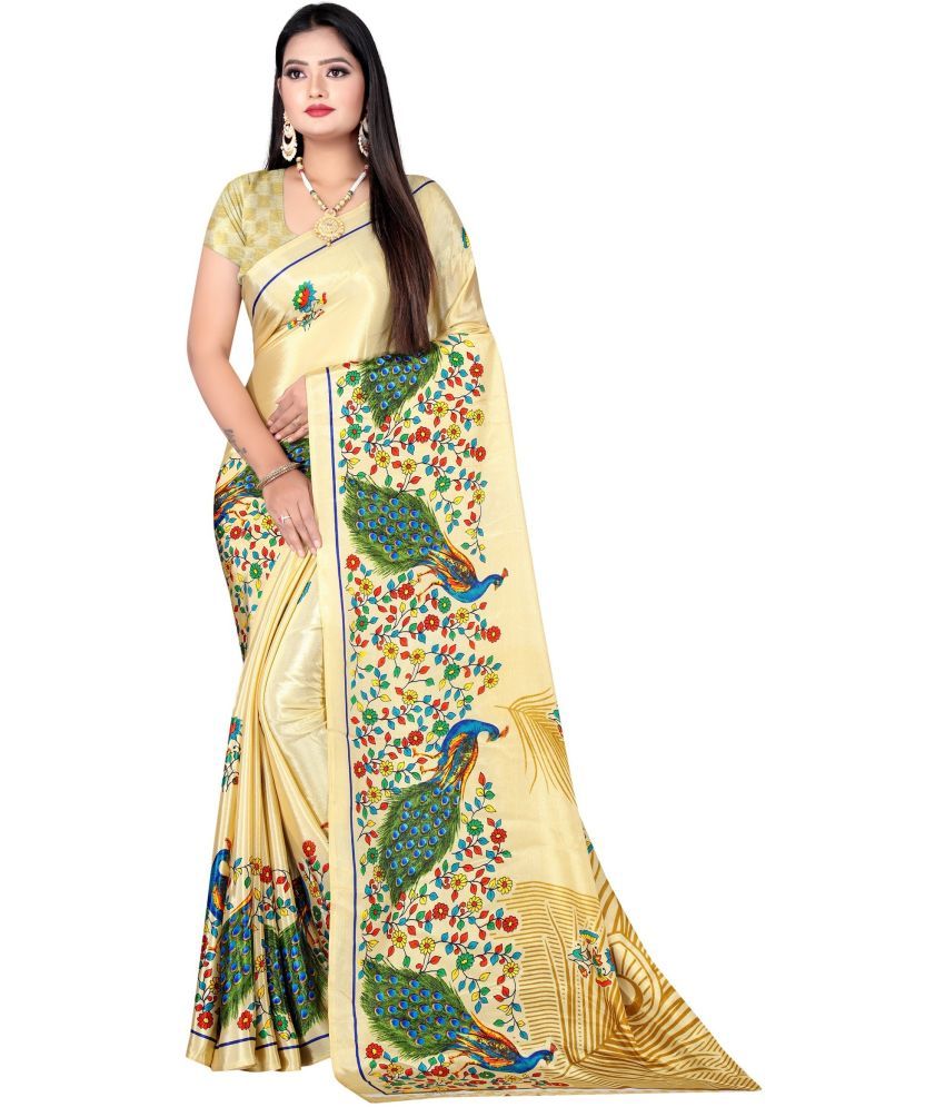     			Vibhagyaa - Gold Crepe Saree With Blouse Piece ( Pack of 1 )