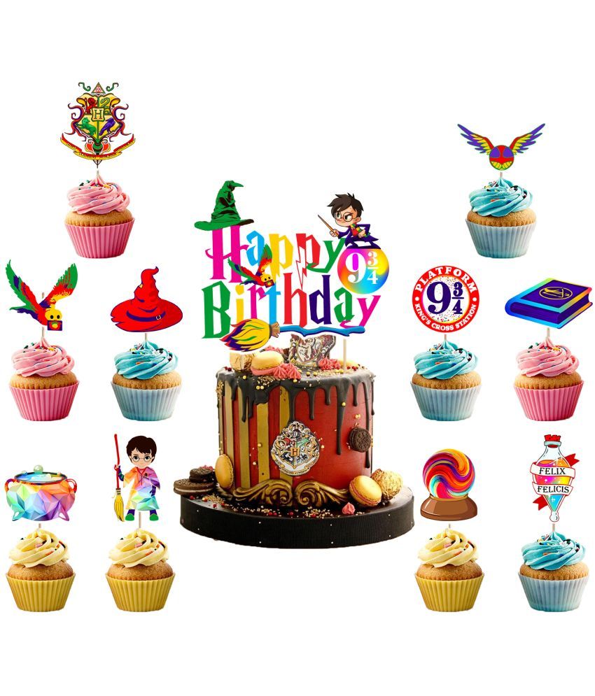     			Zyozi Multicolor Birthday Cake Topper and Cupcake Toppers for Harry Birthday Cake Decorations Kids Party Supplies (Pack of 11)