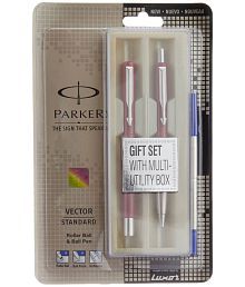 Parker Vector Standard Roller Ball Pen and Ball Pen - Red Body, Pack of 3