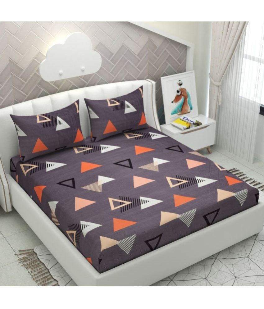     			Apala Microfiber Geometric Double Bedsheet with 2 Pillow Covers - Gray