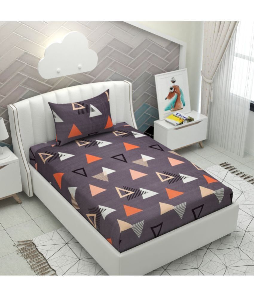     			Apala Microfiber Geometric Single Bedsheet with 1 Pillow Cover - Gray