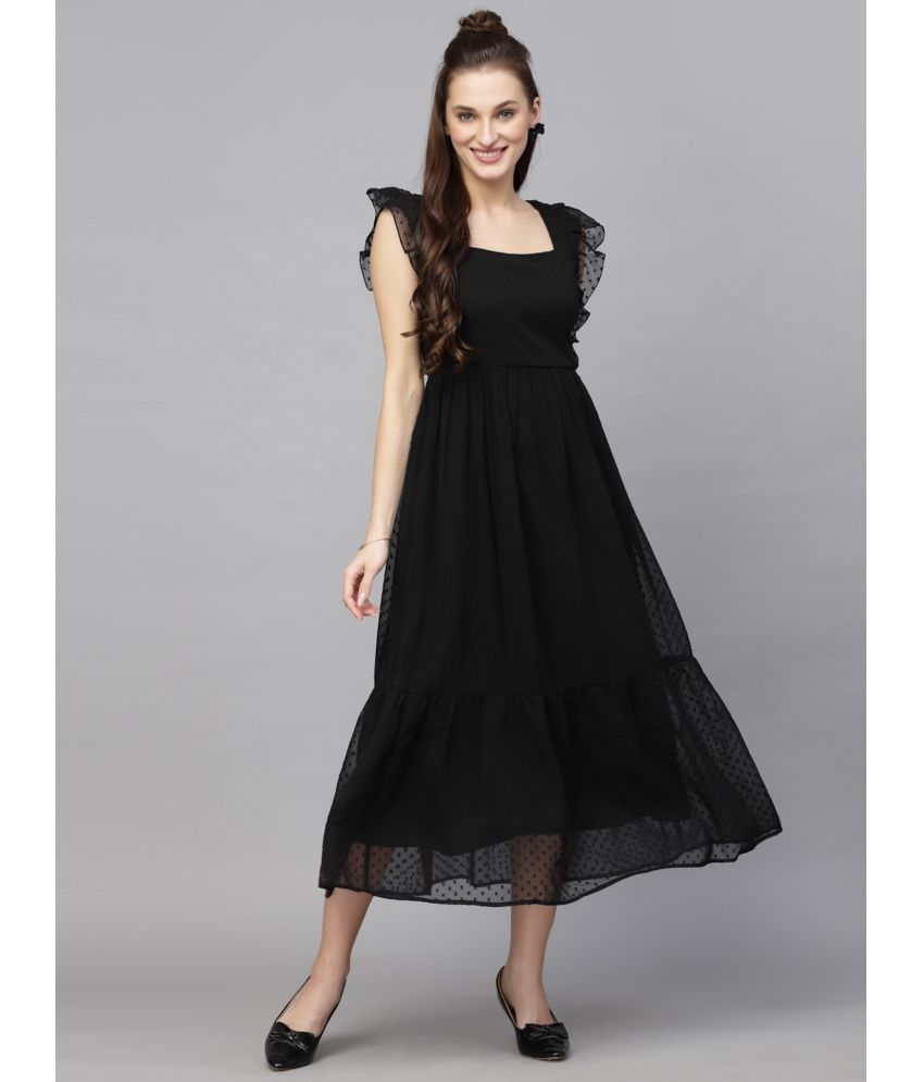     			Apnisha - Black Georgette Women's Fit & Flare Dress ( Pack of 1 )