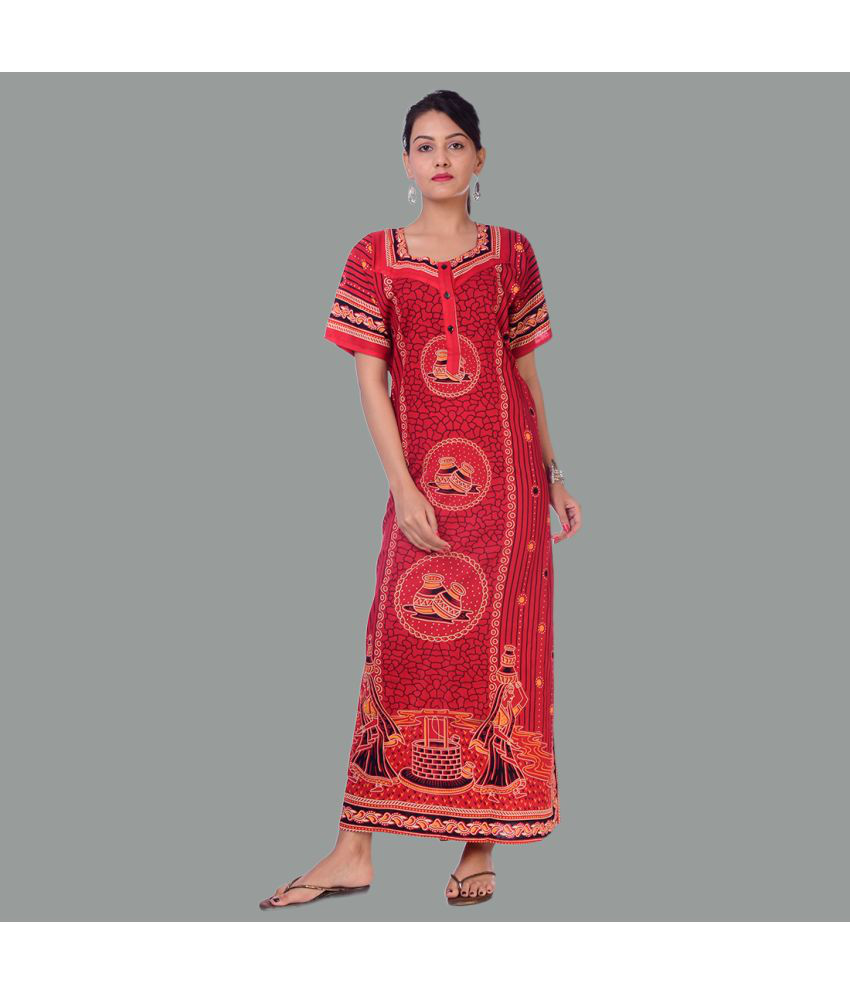     			Apratim - Red Cotton Women's Nightwear Nighty & Night Gowns ( Pack of 1 )