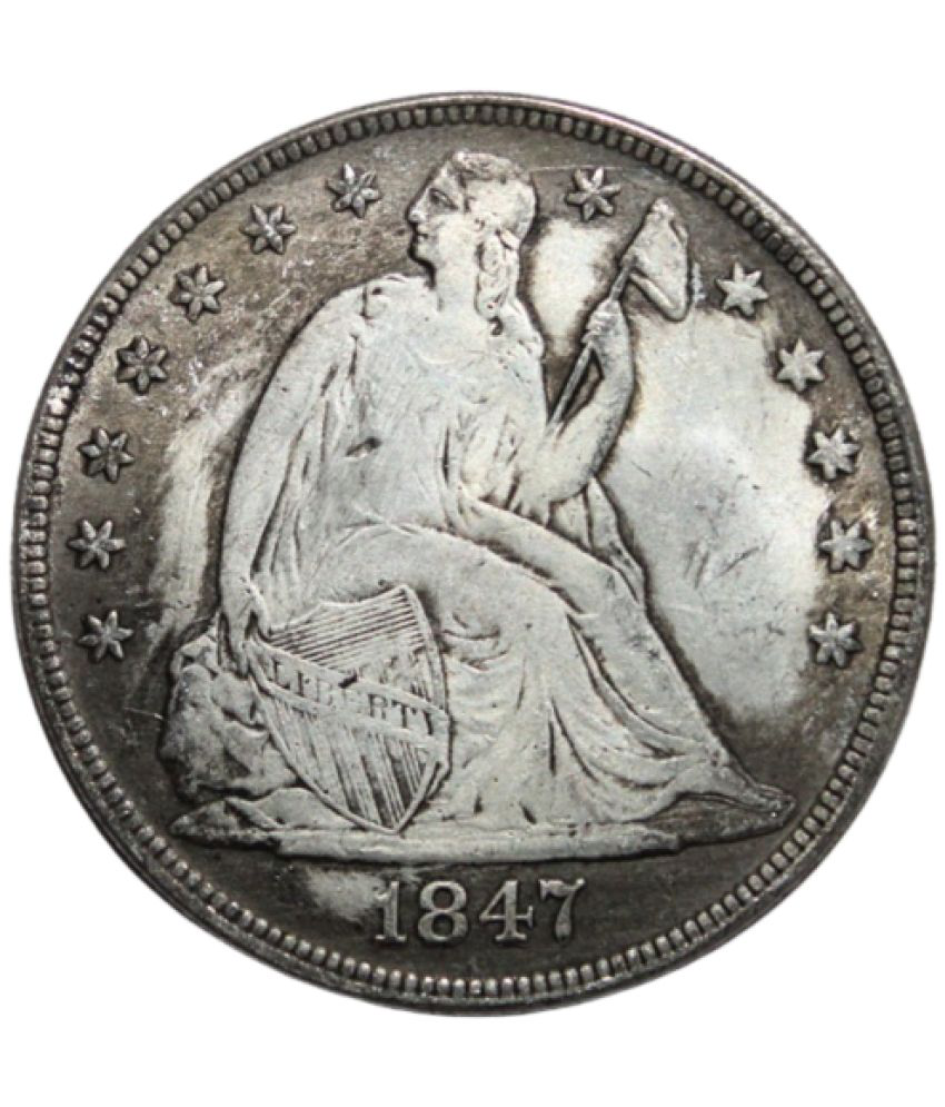     			CoinView - 1 Dollar (1847)  "Seated Liberty"  United States  German Silver Very Rare 1 Coin Numismatic Coins