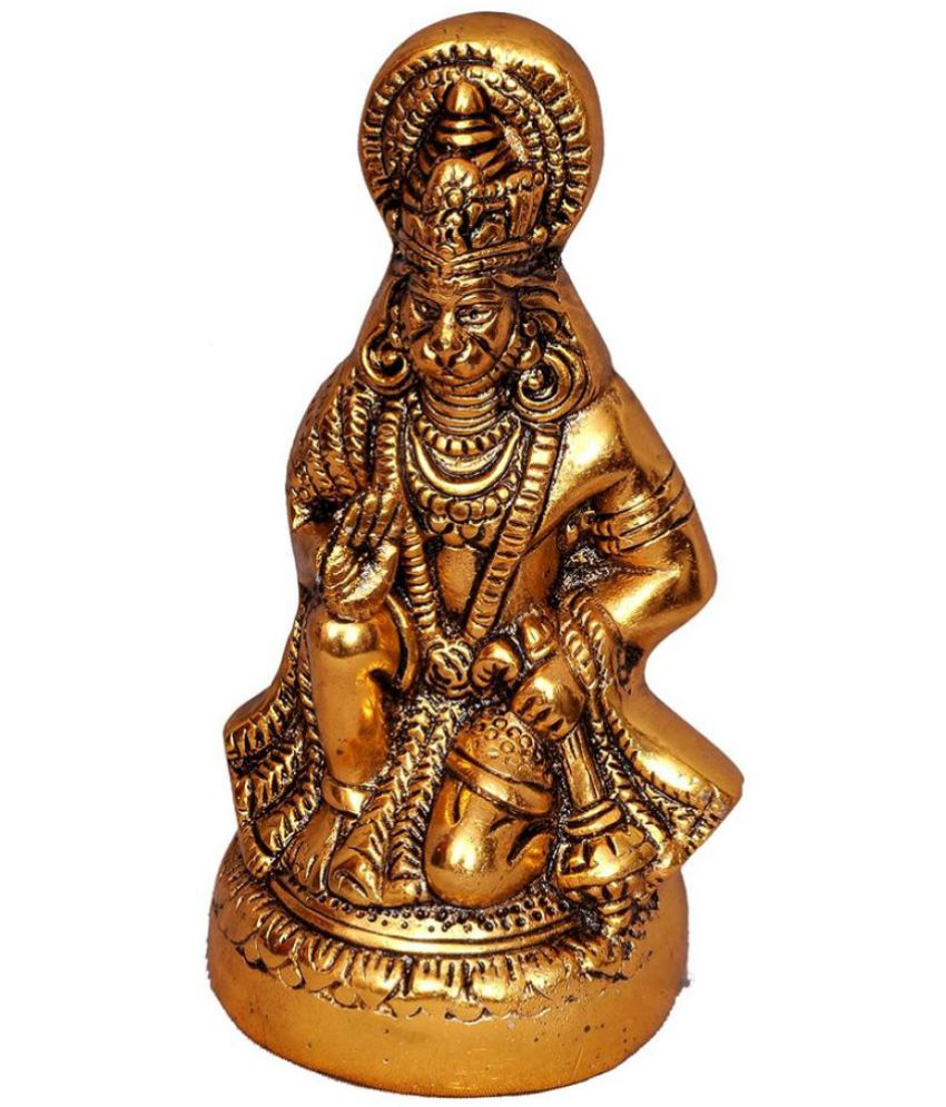     			Green Tales - Brass Lord Hanuman Idol ( 14 cm )