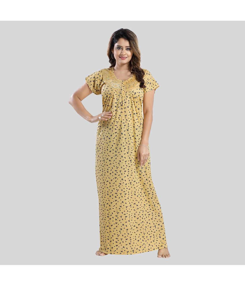     			Gutthi - Yellow Satin Women's Nightwear Nighty & Night Gowns ( Pack of 1 )