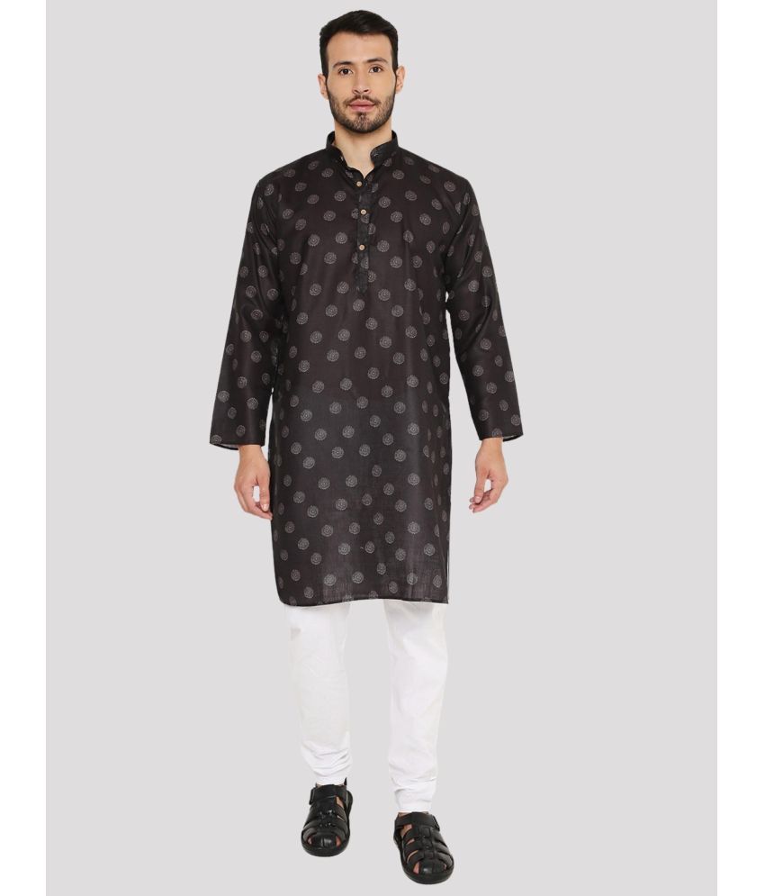     			Maharaja - Black Linen Regular Fit Men's Kurta Pyjama Set ( Pack of 1 )